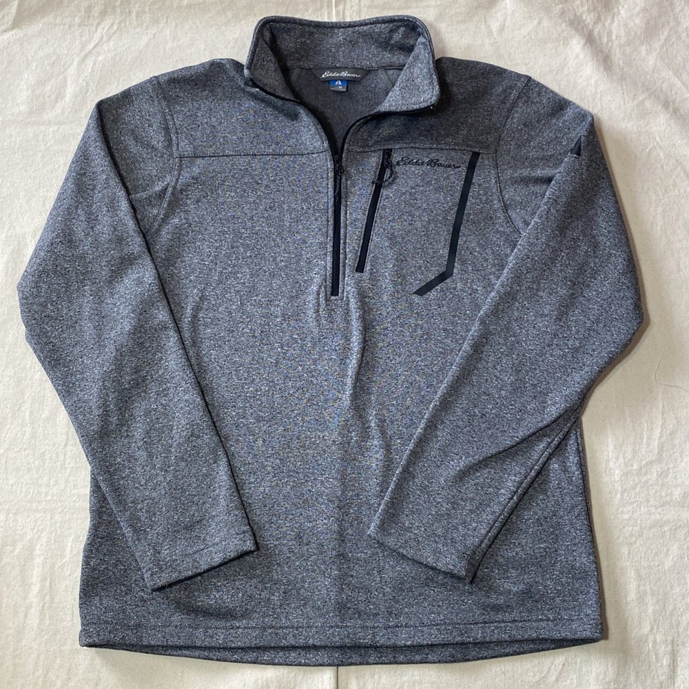 Eddie Bauer First Ascent Men's M  Full Zip Fleece Jacket Gray Black Accents